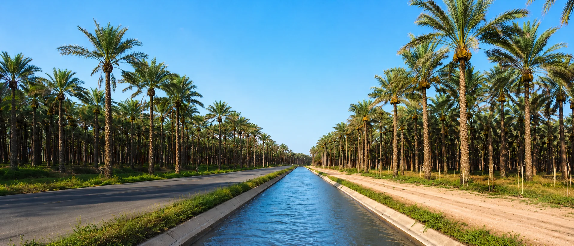 Irrigation canal through palm groves